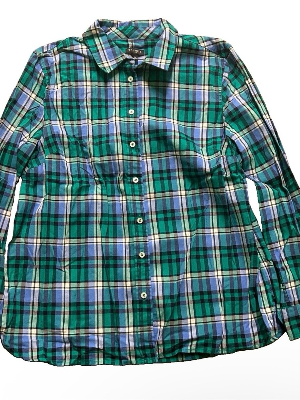 Women’s Talbots Petites Plaid Button Up Shirt Size LP Large